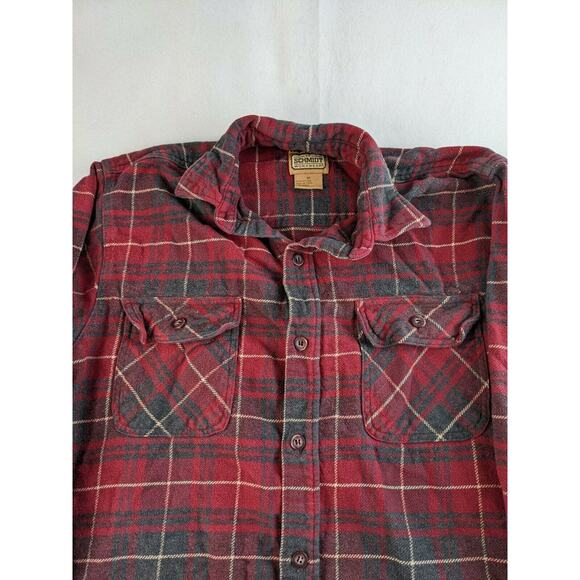 Mens CE Schmidt Workwear Long Sleeve Button Up Shirt Size M Red Plaid - Picture 5 of 6